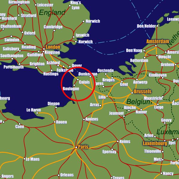 Calais Rail Maps and Stations from European Rail Guide
