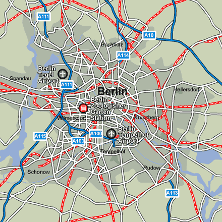 Berlin city rail map showing stations