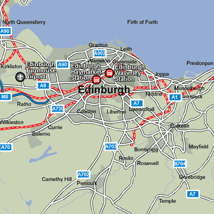 Edinburgh city rail map showing stations