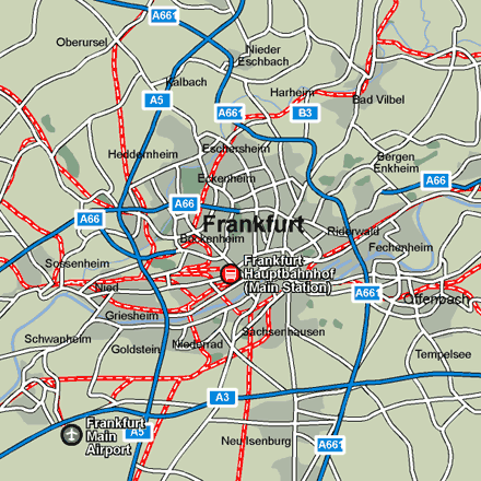 Frankfurt city rail map showing stations