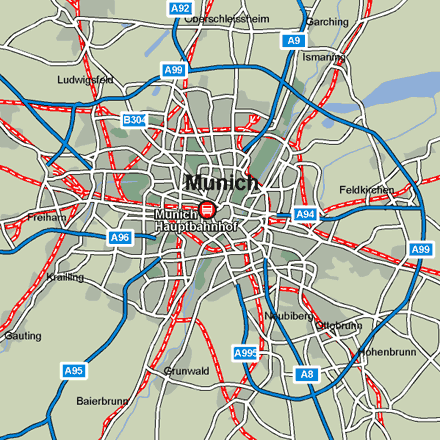 Munich city rail map showing stations
