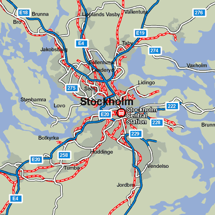 Stockholm city rail map showing stations