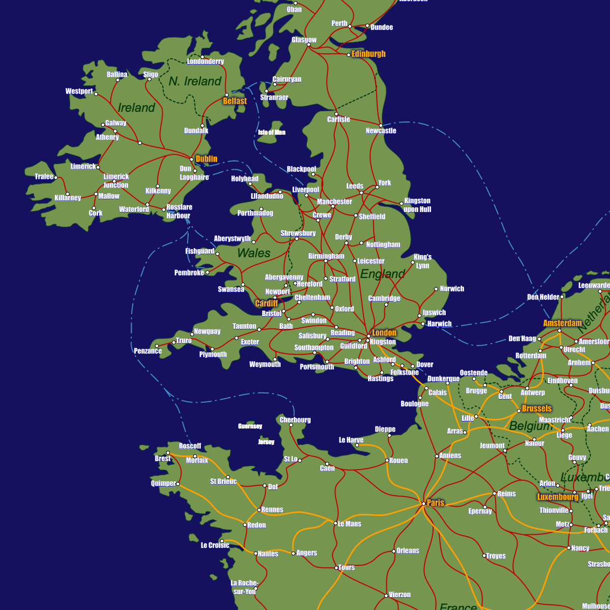 England rail map with Leeds
