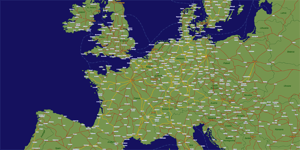 European Rail Maps Maps Showing Major Train Routes Through Europe