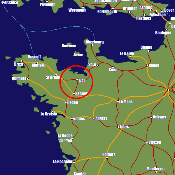 France rail map showing Dol