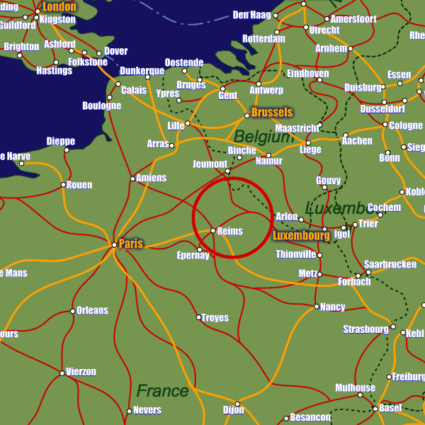 France rail map showing Reims