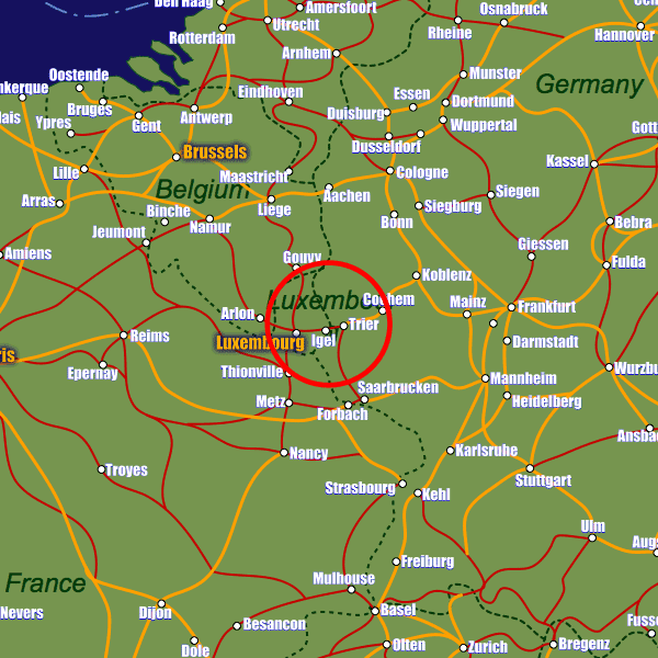 Germany rail map showing Igel